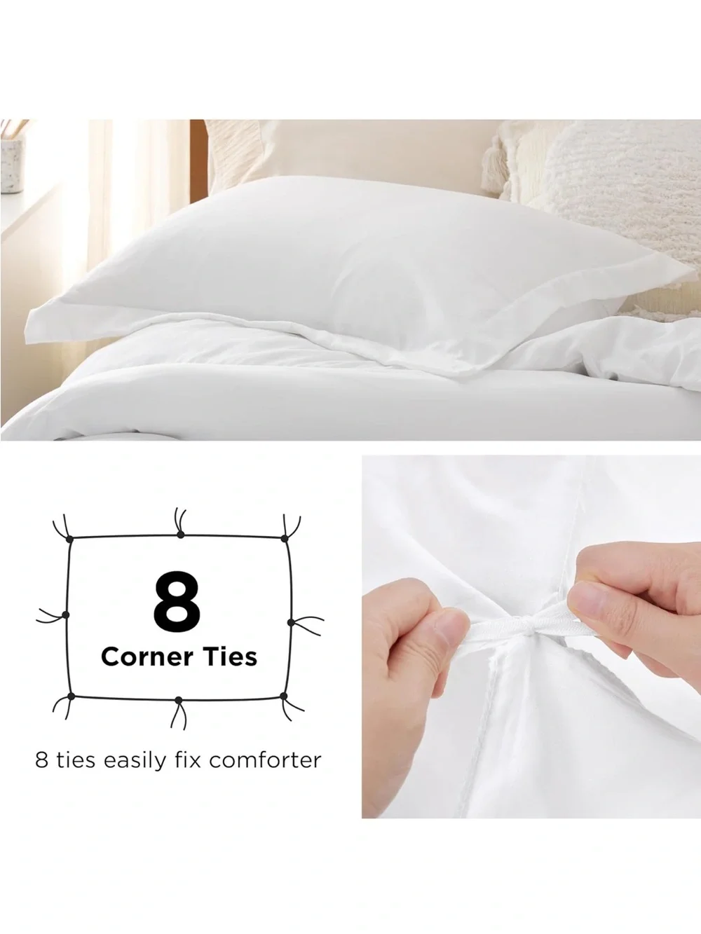 NEW Bedsure Duvet Cover Set. Twin/Twin XL. Zipper Closure, 2 Pieces. White